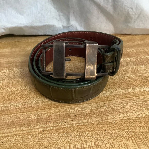 Pat Areias Other - Pat Areias Men’s Belt Sz 30 Dark Green Alligator Leather Silver 925 Heavy Buckle